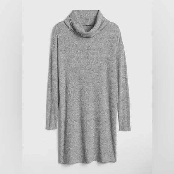 Gap Gray Ribbed Cowl Neck Sweater Dress Long Sleeve Casual Knit Dress Size Small - Picture 1 of 10